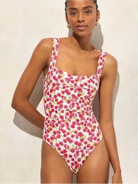 J. Crew Nia Ruched Square Neck One Piece Swimsuit New Without Tags